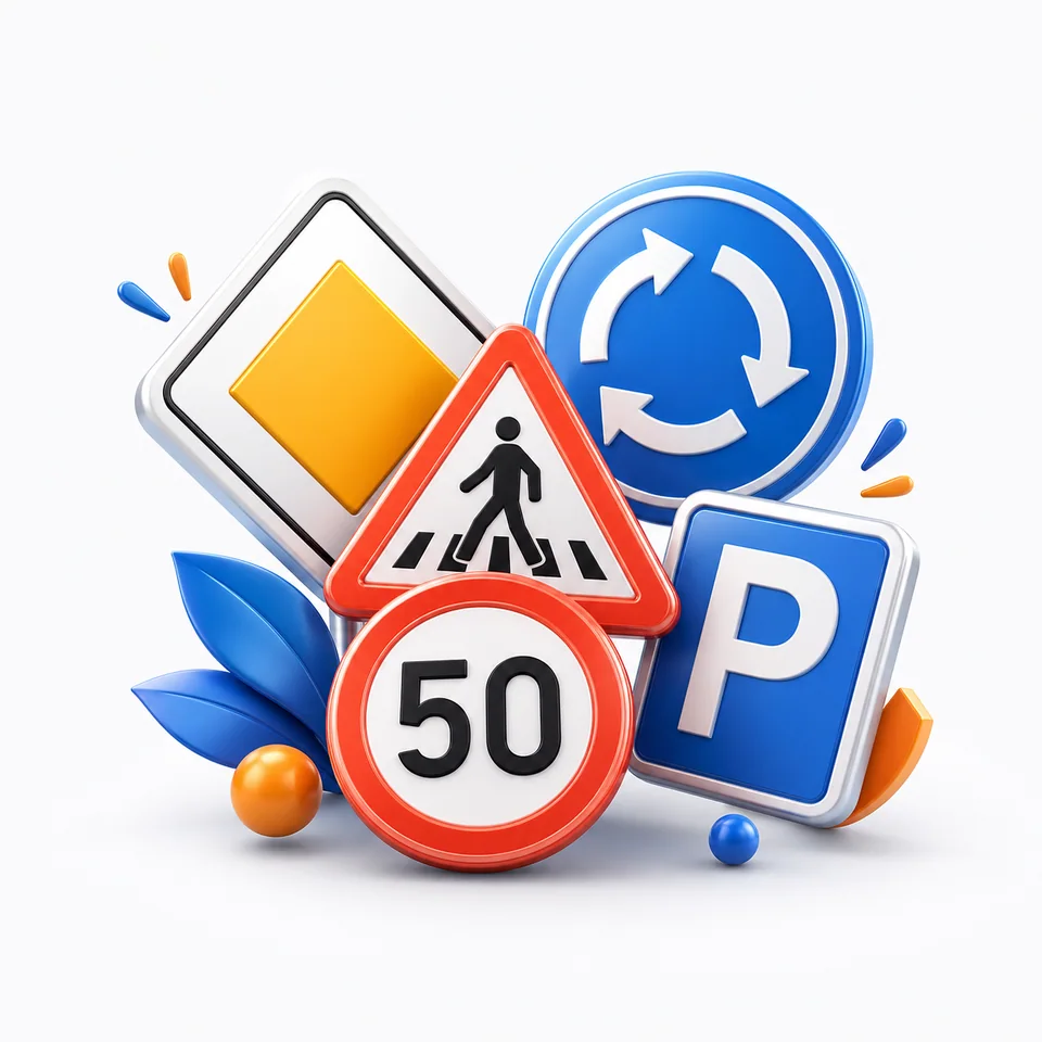 Dutch traffic signs along the road