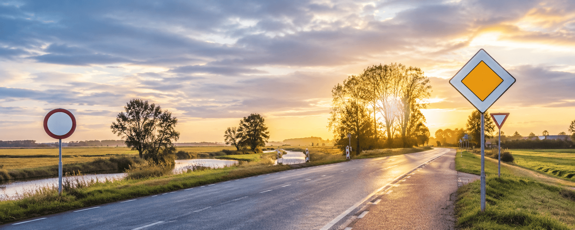Dutch traffic signs along the road